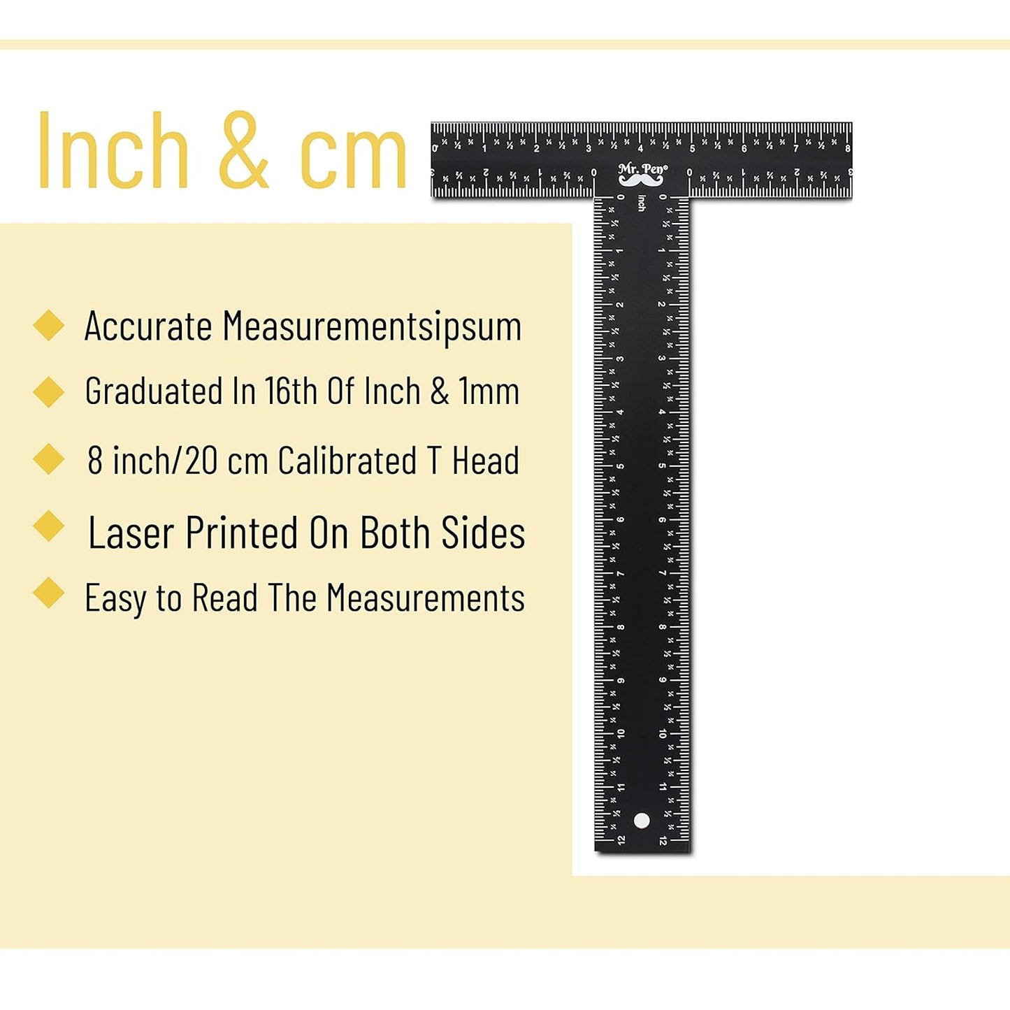 Mr. Pen - T Square, T Ruler, 12 inch Metal Ruler, T Square Ruler, Drafting Tools, Architect Ruler, Set Square, Drafting Ruler, Tsquare, Truler, Architectural Triangle, Tee Ruler, L Square, Scale Ruler