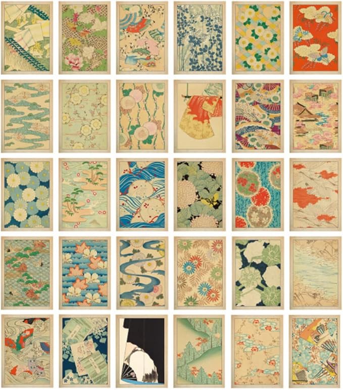 HOSTEESSCHOICE Vintage Art Postcards set of 30 Post card of Japanese Artist Korin Furuya Art Sea variety pack Famous Painting Scenery,4 x 6 Inches