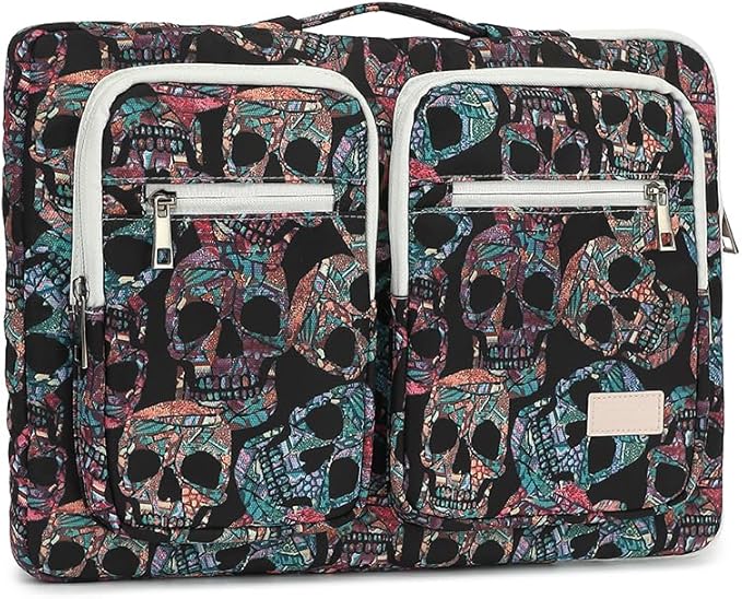canvaslife 360° Protective Laptop Sleeve Case Bag Cover with Handle For iPad 12.9 inch,MacBook Pro Air 13" and 12.5 inch-13.3 inch Laptop (Skull)