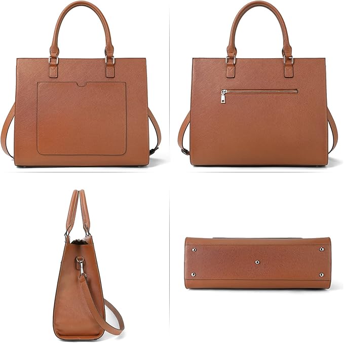 Telena Laptop Tote Bag for Women, 15.6 Inch Shoulder Tote Bag Leather Briefcase for Women, Large Capacity Handbag Bags