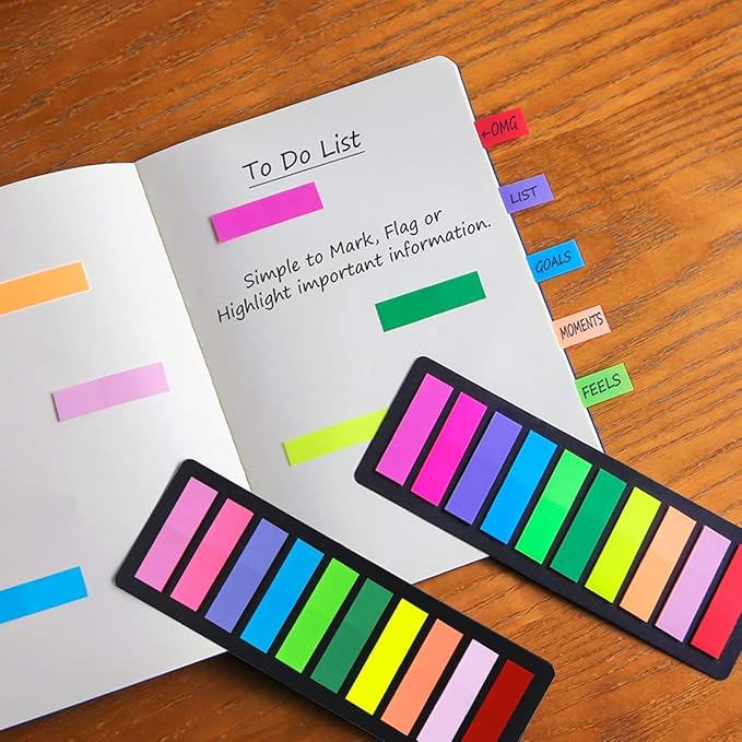KICNIC Page Markers Sticky Index Tabs 1500 Pcs, Arrow Flag Tabs Colored Sticky Notes for Page Marker Bookmarks, 10 Colors, Stick Securely, Remove Cleanly
