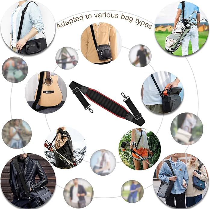 ZINZ 3D Air Cushion Bag Strap 59 inch Adjustable Belt with Padded & Dual Clasps & Swivel Hooks, Comfort Strap for Bags