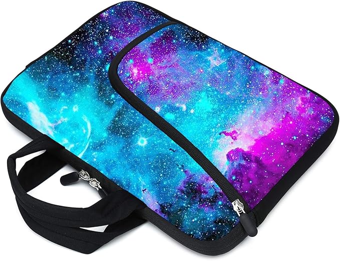 11.6" 12.2 inches Laptop Sleeve Chromebook Case Ultrabook Case Notebook Sleeve Tablet Case Neoprene Handle Sleeve for Men Women, Two Pockets Fit Apple MacBook Air Samsung Acer HP(Blue galaxys)