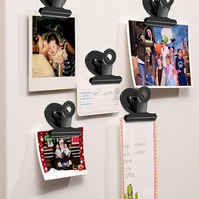 VNDUEEY 20 Pack Black Fridge Magnets, Refrigerator Magnets, Magnetic Clips Heavy Duty, Magnet Clips for Whiteboard Locker Photo Displays on Home& Office &Teaching