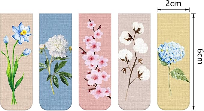 Chinco 10 Pieces Magnetic Bookmarks Magnet Page Markers Assorted Book Markers Set for Students Reading Gifts for Christmas(Sweet Flower)