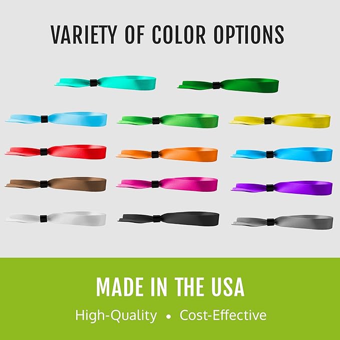 100 WristCo Cloth Event Wristbands - Kelly Green Fabric Bracelets Wrist Bands for Concerts Festival Admission Party 13 ½” x ½”