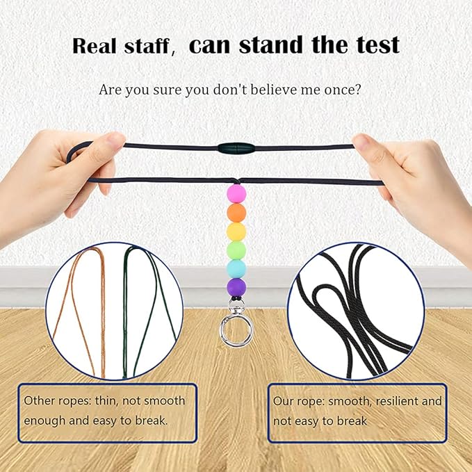 POPLOPP 2PCS Teacher Lanyards for ID Badges and Keys, Cute Silicone Beaded Lanyard for Women Nurse Employees Students