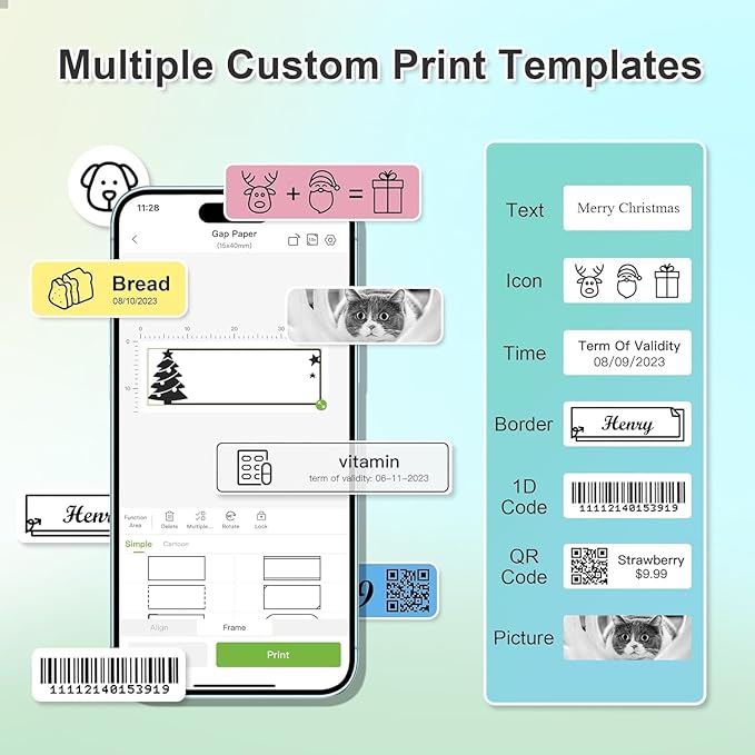 Nelko Label Maker Machine with Tape, P21 Bluetooth Label Printer, Wireless Mini Label Makers with Multiple Templates for Organizing Office Home, Cyan