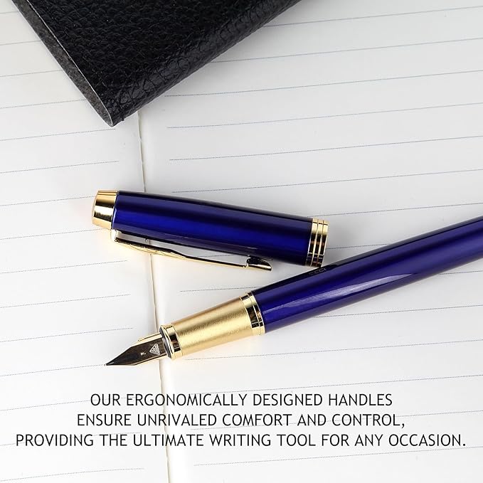 Fountain Pen, luxury pens, Fine point smooth writing pens for journaling fancy pens with Gift Case 10 black ink cartridges an ink converte nice pens writer gifts-Matte Red