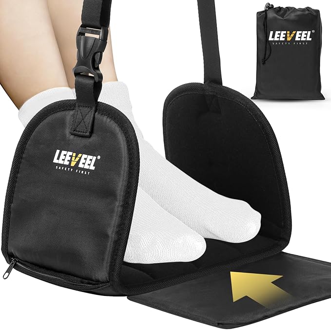 Foot Hammock for Plane Travel,Portable Airplane Foot Rest with Memory Foam and Hardboard,Adjustable Airplane Foot Hammock,Airplane Travel Essentials (Box Packaging)