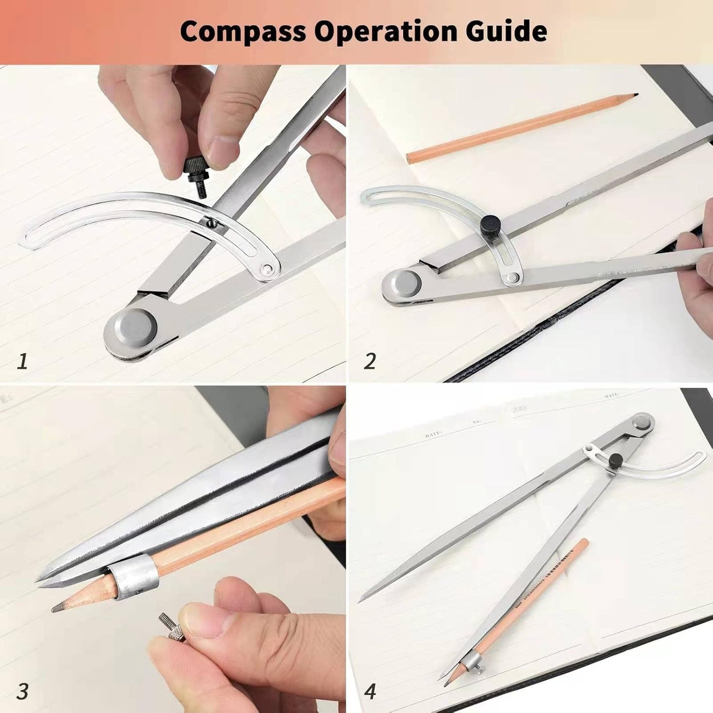 24 inch Compass for Geometry, Compass for Woodworking, Precision Woodworking Compass with Wing Divider and Pencil Holder, Large Compass for Geometry, Woodworking Compass, Drafting, Drawing Compass