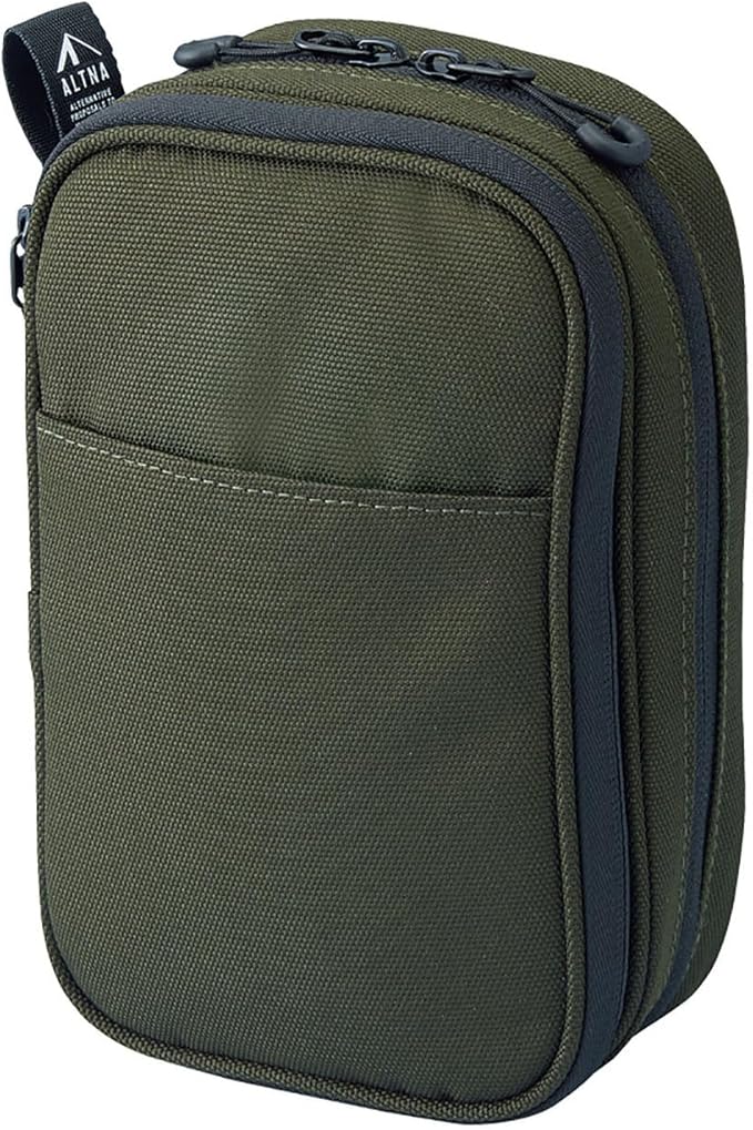 LIHIT LAB Gadget Pouch, Double, 5 x 3.6 x 8.5, Army Green (A7765-22)