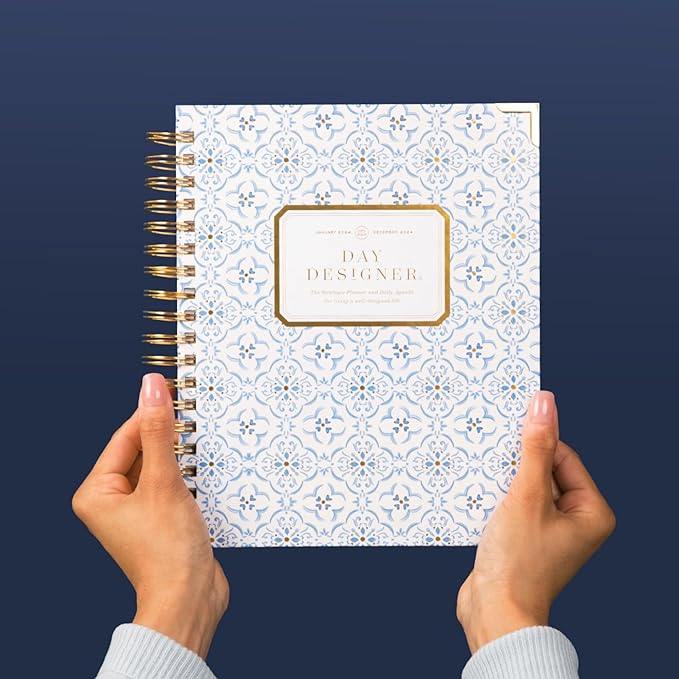 Day Designer 2025 Daily Planner – Premium Planner for Stylish Organization. Combines Monthly Calendar, Hourly Schedule, To-Do List, Gratitude, Goal Setting, Inspirational Quotes & More. Elegant laminated Cover with Gold Accents (Casa Bella)
