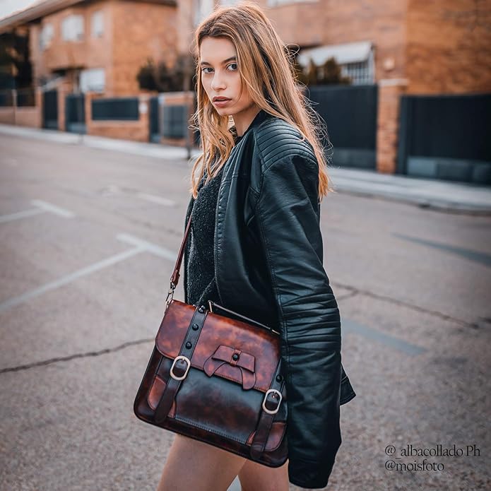 ECOSUSI Vintage Crossbody Messenger Bag Satchel Purse Handbag Briefcase for Women