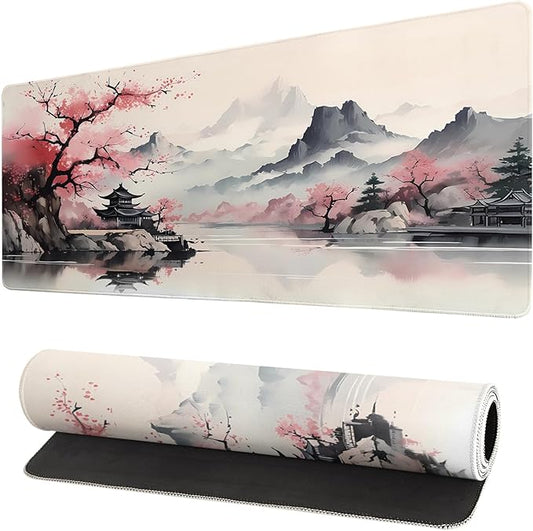 Gaming Mouse Pad Desk Pad,Extended Big Mouse Pad,31.5x11.8 Inch Long Computer Keyboard Mouse Mat Mousepad with 3mm Non-Slip Base and Stitched Edge for Gaming and Office