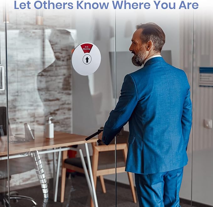 Out Of Office Sign for Door, 6 Options Status Private Sign, In a Meeting, Do Not Disturb, Working Remotely, In Out Sign Available and Away