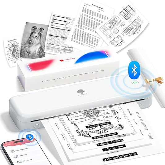 Phomemo M834 Ultra Portable Printer,(Upgraded) Wireless Bluetooth Thermal Printer 8.5" x 11"&A4, Compatible with iOS, Android & PC, Inkless Printer for Travel, Office, School,Home