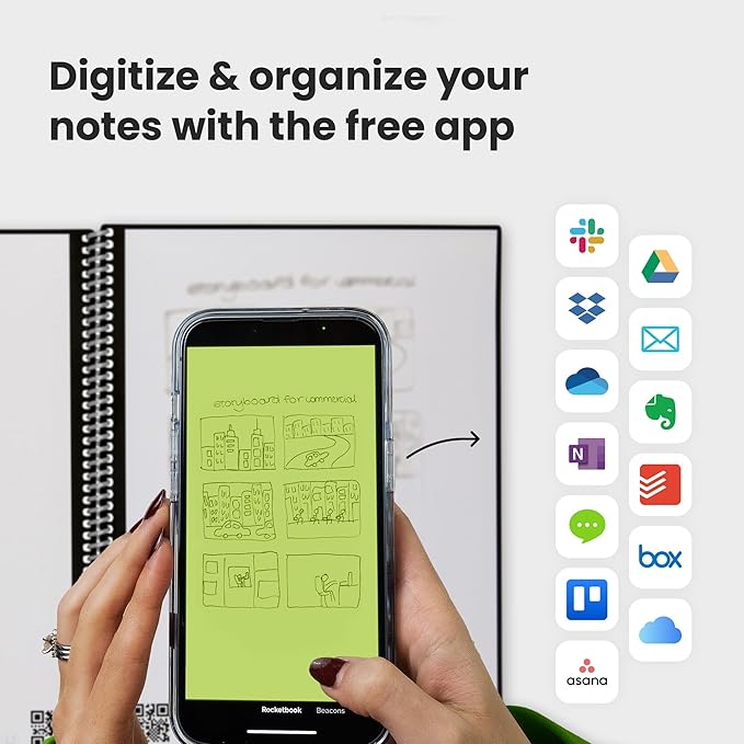 Rocketbook Fusion Reusable Undated Productivity Planner, Executive Size 6x8.8, Plum - Goals, Monthly and Weekly Calendar, Daily To-do List, Lined and Dotted Notes Pages