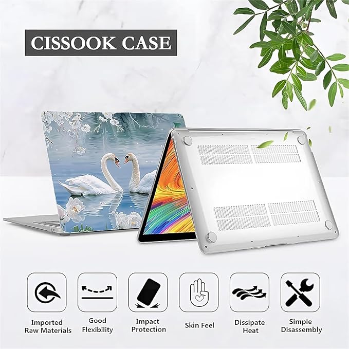 Compatible with 13.3 Inch MacBook Retina A1425/A1502, Elegant Swan Hard Plastic Shell Cover Case
