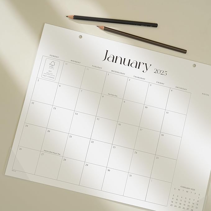 Cabbrix Simplified Desk Calendar 2025-2026, Aesthetic Desk Pad Calendar 15 x 12 Inch Runs From January 2025 to June 2026, Desk Blotter Calendar for Home Office and School