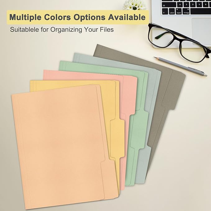 ViVin File Folders, Fits 8.5 x 11 Letter Size Paper, 1/3-Cut Tabs, 240 Pack Manilla Colored File Folders, Perfect for Home, Office, and School Documents File Paper(Assorted)