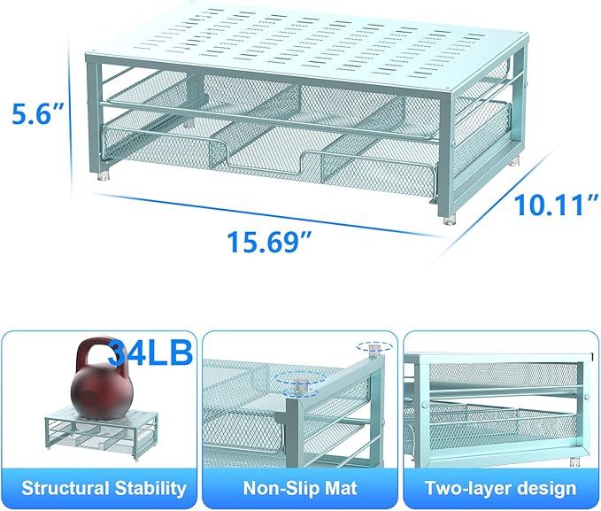 gianotter Computer Monitor Stand Riser, office organizer with Drawer, Office Organizers Storage for Classroom Office Supplies (Blue)