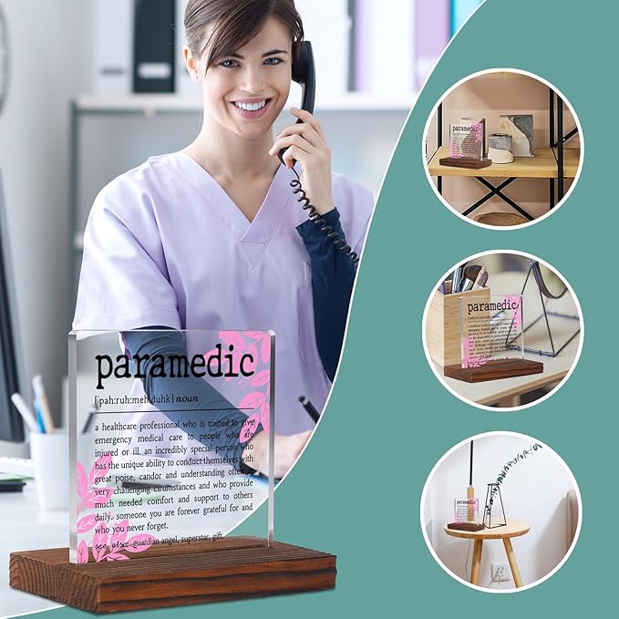 Paramedic Gifts Clear Desk Decorative Sign, Recognition Healthcare Worker Gift for Paramedic Student Hospital Graduate, Appreciation Gift Nurse Nursing Pharmacy Clinic Office Plaques TZD42