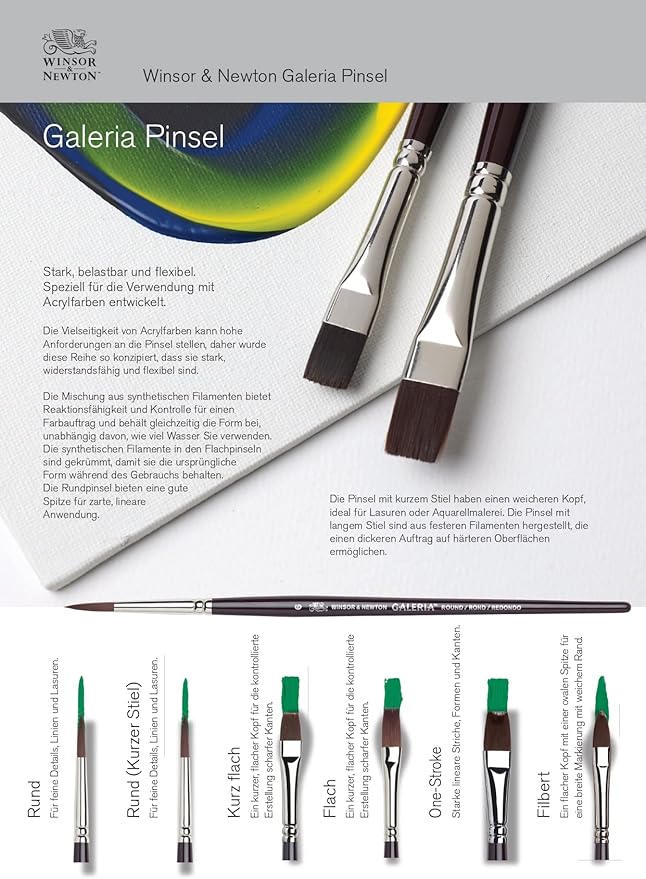 Winsor & Newton Galeria Round Short Handle Brush, Size 01,Black