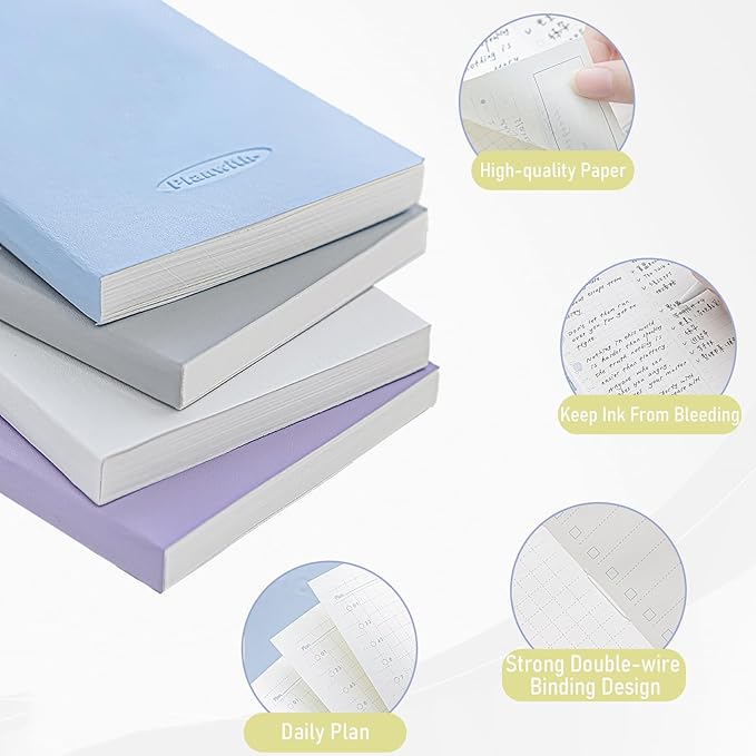 Soft Leather Pocket Notebook - 3.5" x 7.3" - to Do List Daily Planner with 160 Pages & Stickers - Ideal for Daily Plans, School, and Office Supplies (Blue)