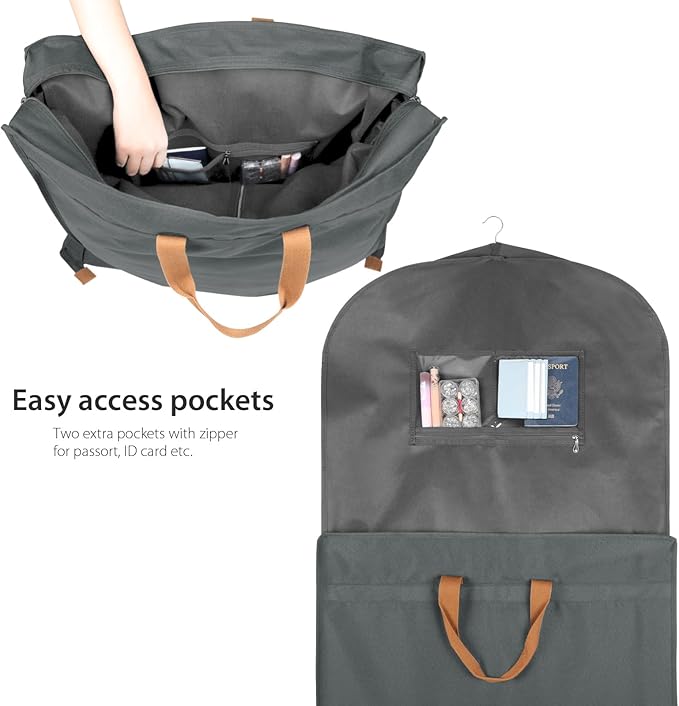 Zilink 72" Wedding Dress Garment Bag Dress Bags for Gowns Bridal Garment Bag for Dresses Long with 12”Gusseted and Accessory Pockets for Wedding Dress, Puffy Gowns [Upgraded Version], Grey