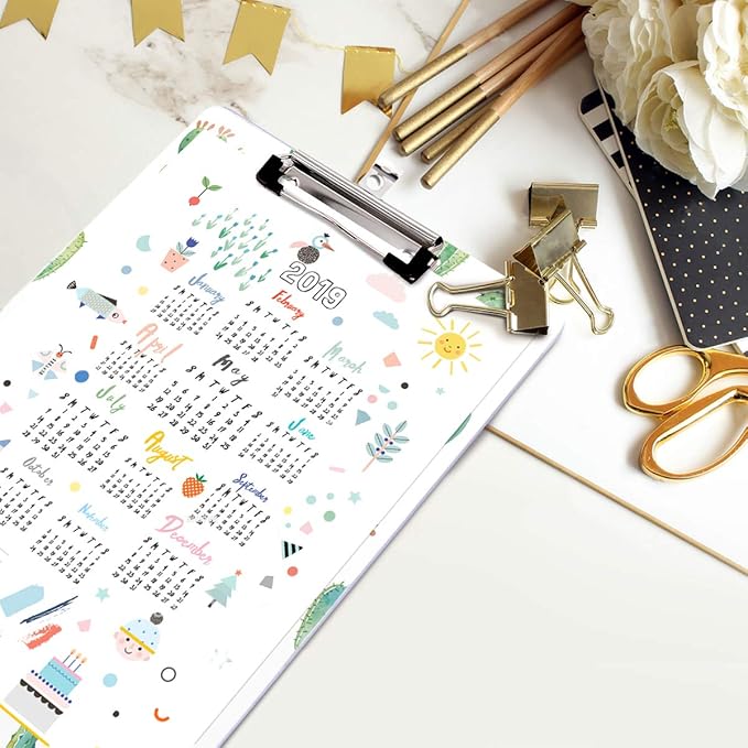 WAVEYU Clipboard, Cute Clipboard, Letter Size Decorative Clipboard Cactus Design with Low Profile Clip, Retractable Key Hole for Hanging Paperboard for Office School, Cactus (12.5"x9")