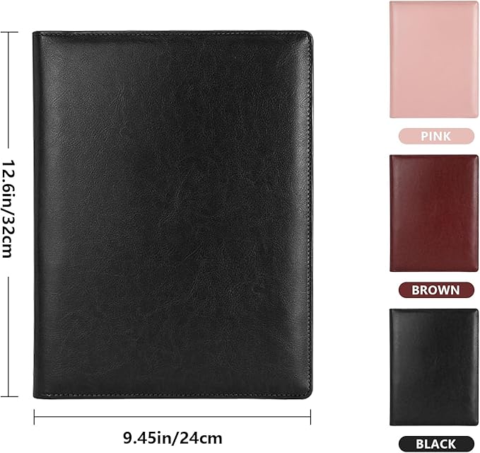 Personalized Padfolio - Customized Leather Portfolio with Logo or Text - Professional Business Portfolio with A4/US Letter Writing Pad Holder for Resumes and Interviews, Pink