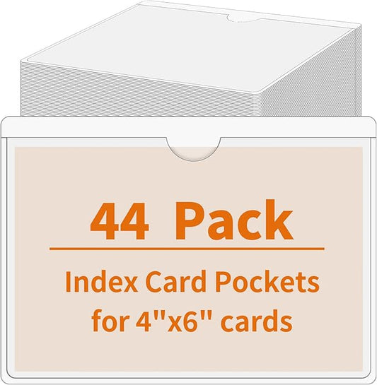 44 Pack Clear Adhesive Pockets, Bin Labels for Storage Bins, 4x6 Inch, Plastic Storage Tote Labels