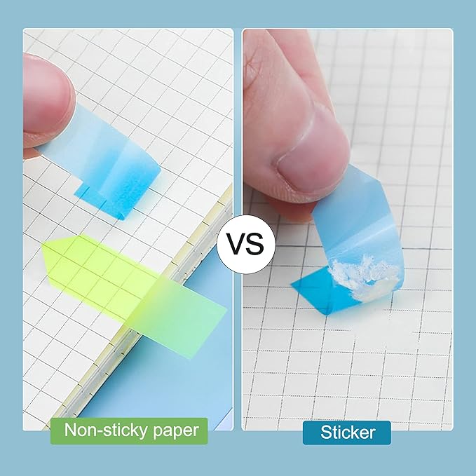 Golcellia Fluorescent Translucent Sticky Tabs, 1600 Pcs Total, Pack of 8 Colors, Arrow and Strip Sticky Notes, Small Page Flags