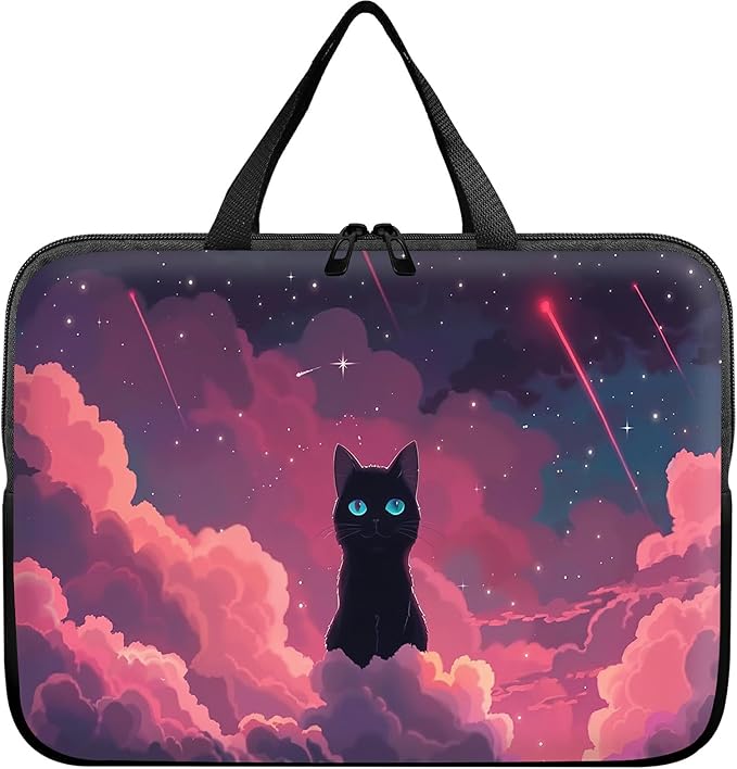 Laptop Sleeve Case Bag 13 inch, Pink Sky Cat Slim Carrying Case Durable Handbag Travel Laptop Bag for 13 inch MacBook Air M3/M2/Pro M2/ 13" iPad Pro/Air M4/M2 2024