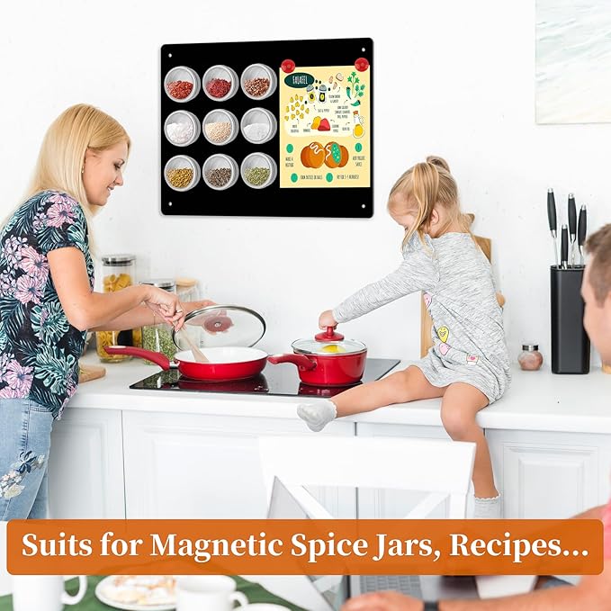 4 Pack Magnetic Board Black, 17" x 12" Metal Bulletin Board for Wall to Display Magnetic Notes, Stickers, Photos, Suits for Wall, Cabinet, with Dual Lock Tape and Screws for Easy Hanging