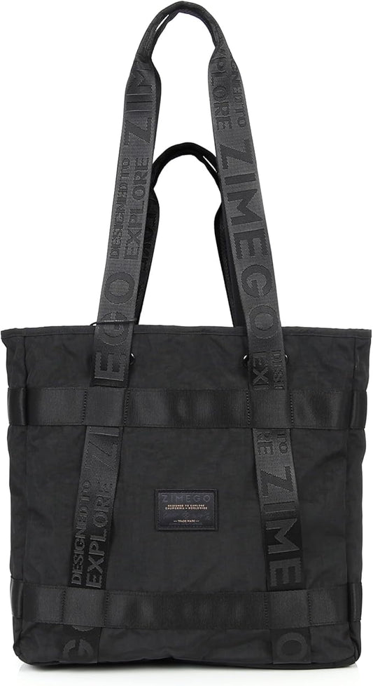 ZIMEGO Unisex Two-Tone Gym Tote Bag - Stylish Everyday Travel Tote with Double Top Handles