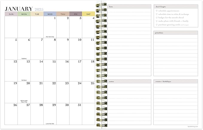 TF PUBLISHING 2025 Lotus Medium Weekly Monthly Planner Case of 32 - Habit & Task Trackers - Planner Monthly and Weekly with Organizer Stickers - 12 Month Calendar Planner - 6.5" x 8"