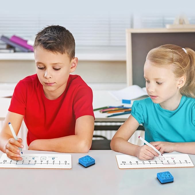 SCRIBBLEDO 10 Pack Dry Erase Number Line White Boards 4x12 Inch Lapboard Double Sided Whiteboard Numbers 1 Thru 10 and 20 I Math White Board for Kids Students Classroom Addition Subtraction Division