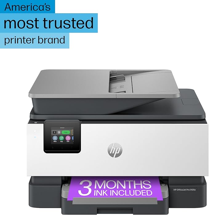HP OfficeJet Pro 9125e All-in-One Printer, Color, Printer-for-Small Medium Business, Print, Copy, scan, fax,Touchscreen; Smart Advance Scan, 3 months of Instant Ink included