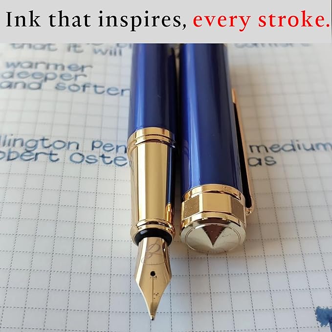 Fountain Pen Ink Refills - 24 Pack International Standard Size Cartridges - Premium Quality & Non-Toxic - Long-Lasting Ink