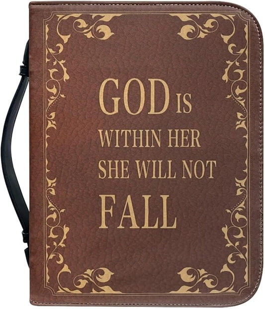 Lotusorchid Bible Case with Verse for Women Girls, Zippered PU Bible Book Cover with Handle Pocket Sunflower Pattern, Portable Durable Bible Cover Case Bible Cover Carrier Carrying Organizer Bag,2XL