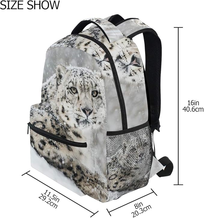 senya Snow Leopard Backpack School Bag Travel Daypack Rucksack for Students