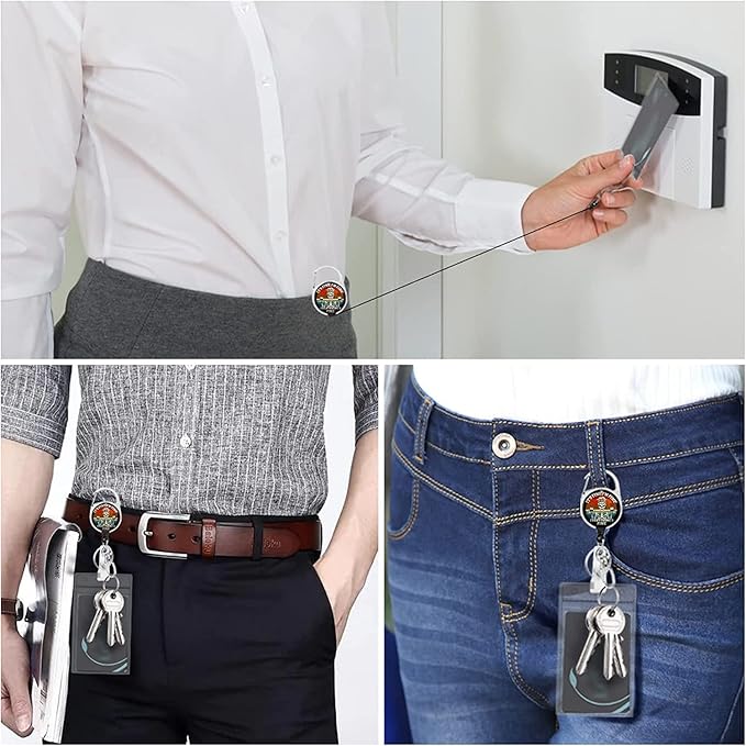 It's Fine I'm Fine Everything's Fine Funny Badge Reel Holder Retractable Heavy Duty with 360° Swivel Carabiner Belt Clip, Nurse Nursing Teacher Retractable Keychain ID Clip ID Holder Name Badge Clip