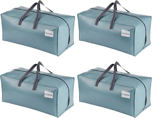 VENO 4 Pack Moving Bags w/Backpack Straps, Moving Boxes & Storage Bins Alternative, Packing Supplies, Camping Accessories Totes, Dorm Room Essentials Storage Bags (Shiny Light Blue, 4 Pack)