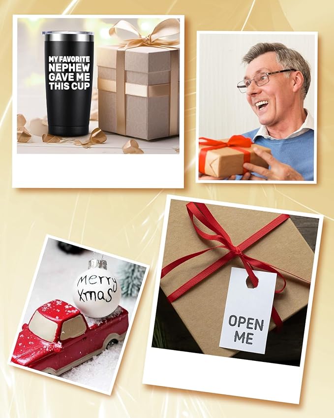 Uncle Gifts from Nephew, Uncle Birthday Gift, Fathers Day Christmas Birthday Gifts for Uncle, Best Uncle Ever Gifts for Uncle, 20oz Stainless Steel Insulated Uncle Tumbler, Black