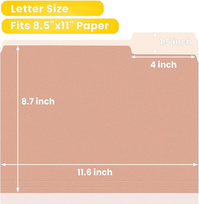 SUNEE File Folders, 18 Pack Manilla Folders 8.5 x 11, Colored Folders Office Organization Home School Folders for Documents Files Paper, 6 Pastel Colors