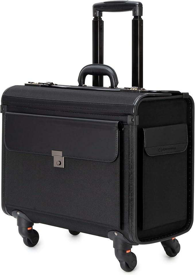 Alpine Swiss 17” Laptop Rolling Briefcase 4 Wheels Pilot Lawyer Attache Travel Case