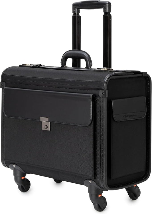 Alpine Swiss 17” Laptop Rolling Briefcase 4 Wheels Pilot Lawyer Attache Travel Case