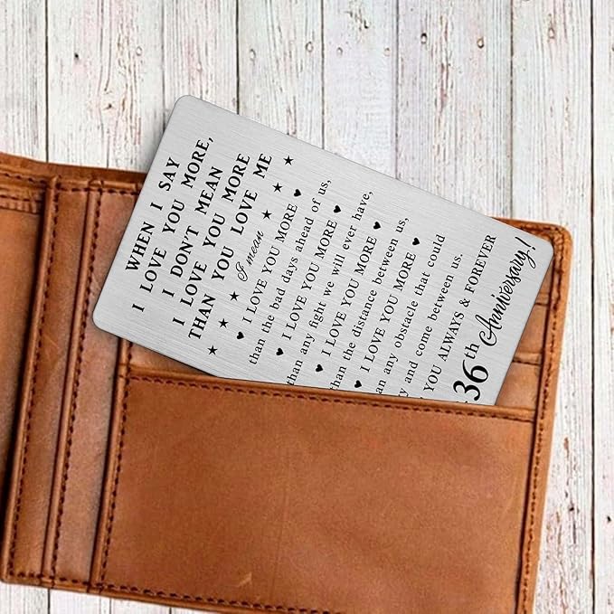 36th Anniversary Card Gifts for Women Couple, 36th 36 Year Anniversary Romantic Wallet Card Gifts for Wife